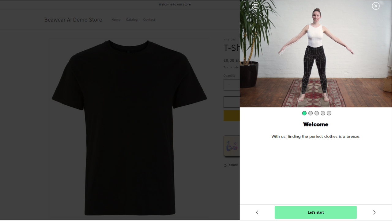 customer scanning herself in webshop to recommend fitting size