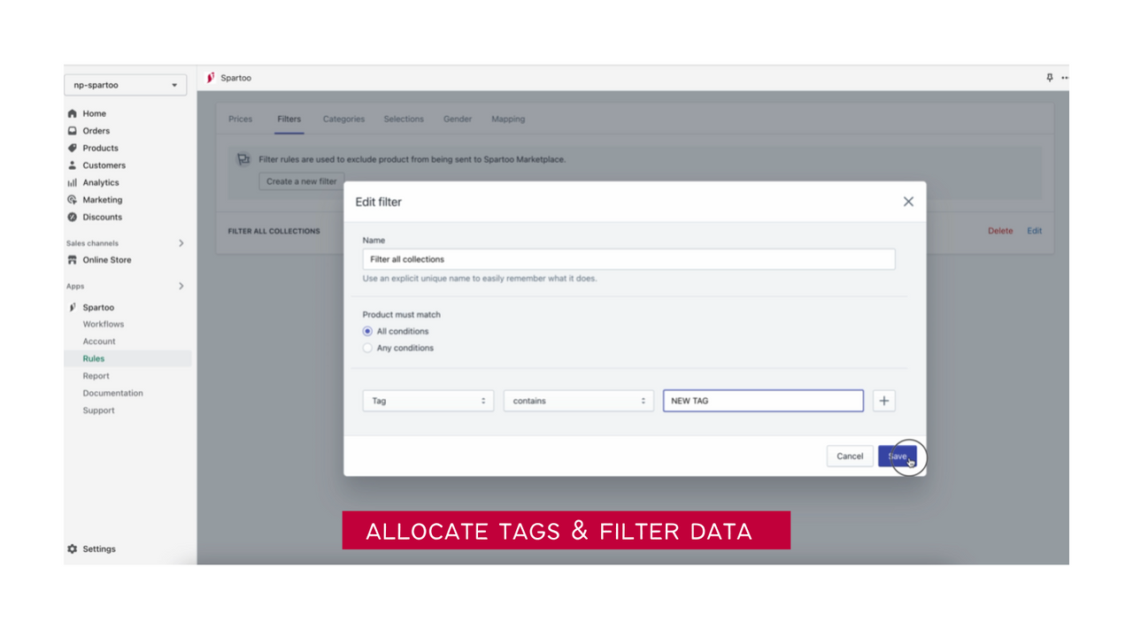 Allocate tags & Filter data - Spartoo Fashion Marketplace