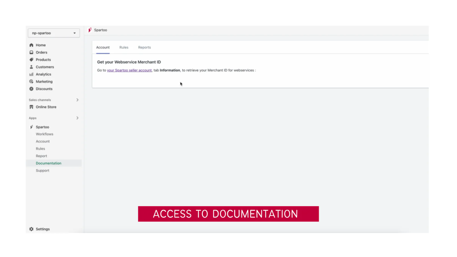 Access to Documentation- Spartoo Fashion Marketplace