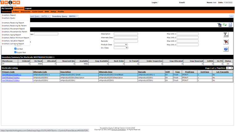 Think Logistics Fulfillment Screenshot