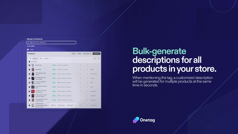 Onetag: AI Product Description Screenshot