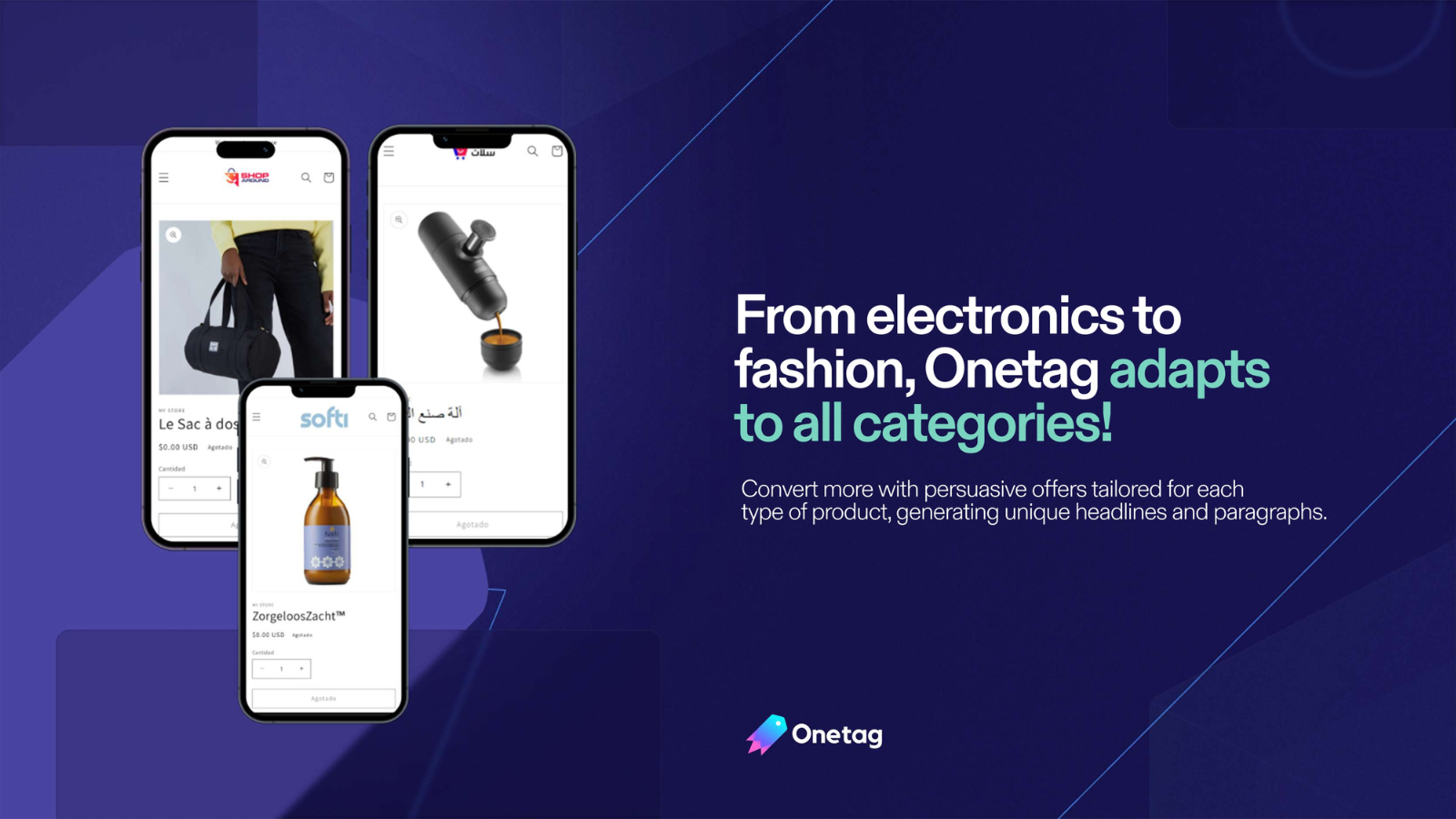 Onetag: AI Product Description Screenshot