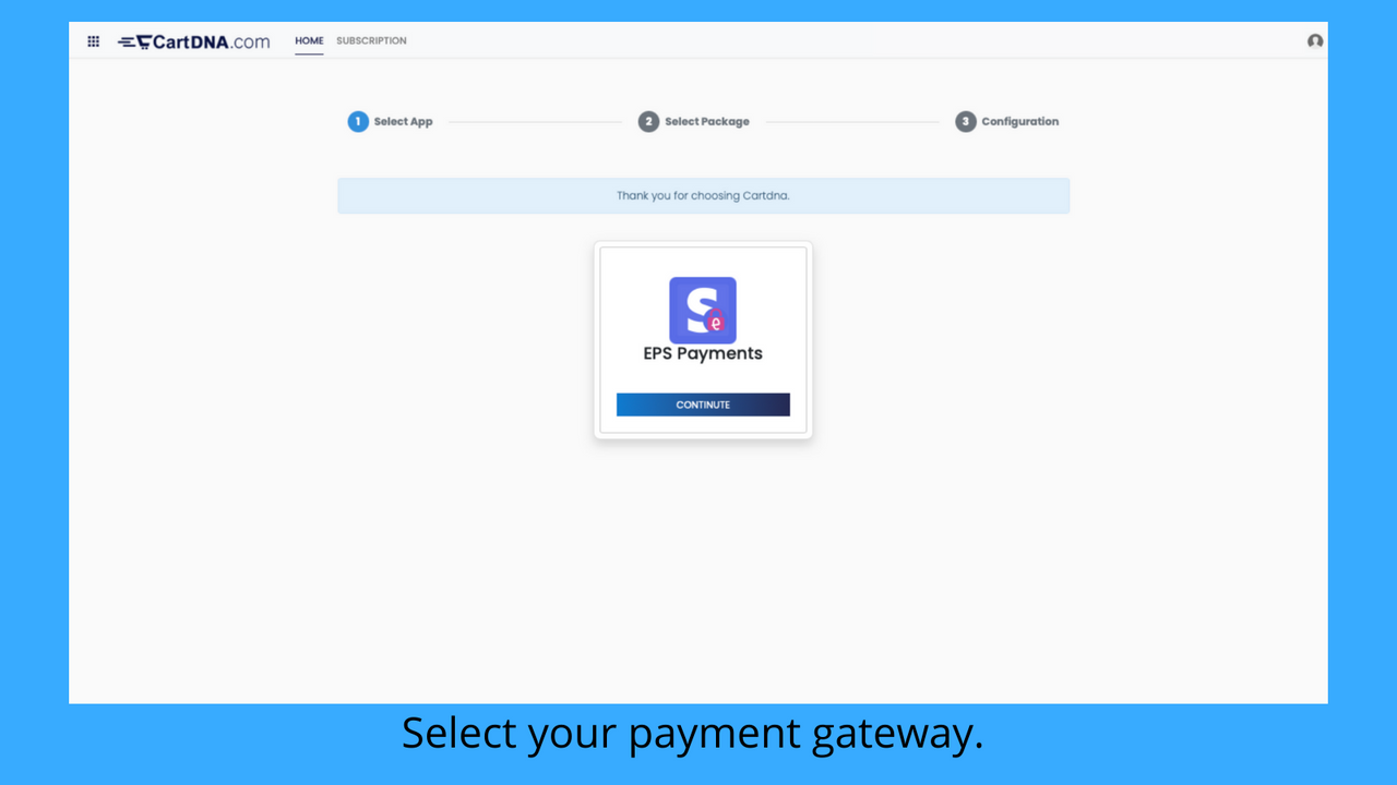 Select your payment gateway. 