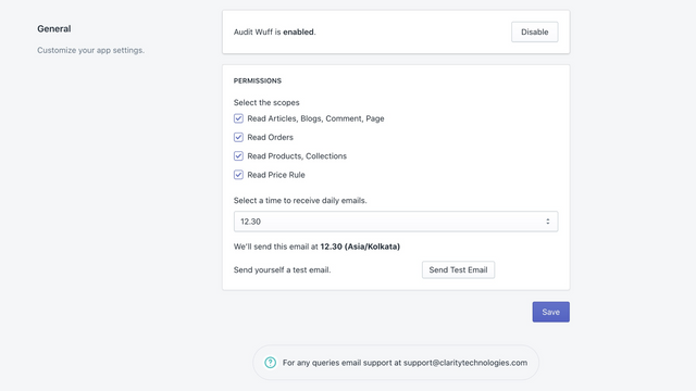 Page de configuration