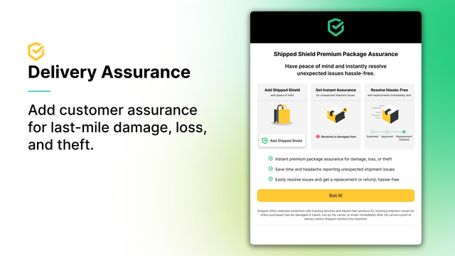 Ajoutez une assurance client pour les dommages, pertes et vols de dernière étape