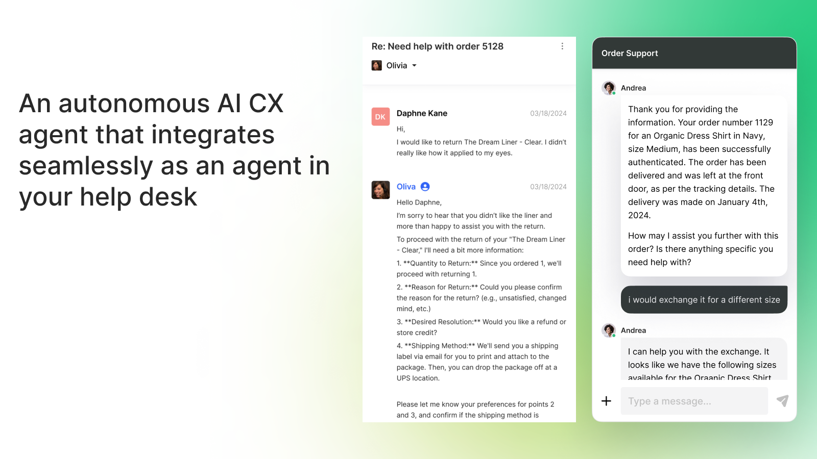 An AI CX agent that integrates seamlessly in your help desk