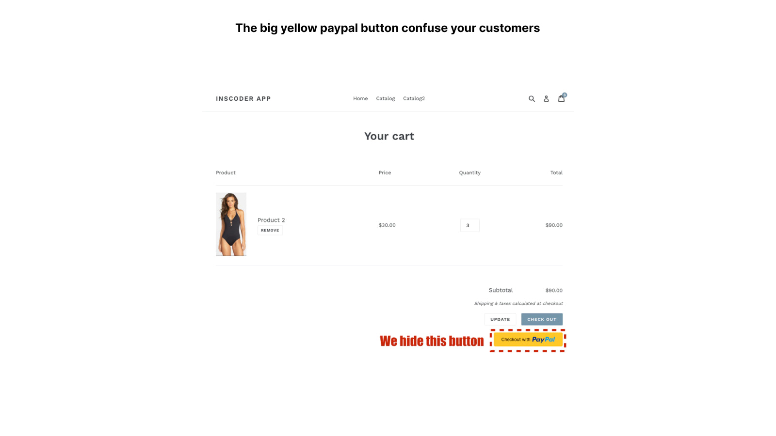 Capture d'écran de l'application Shopify Hide PayPal 1