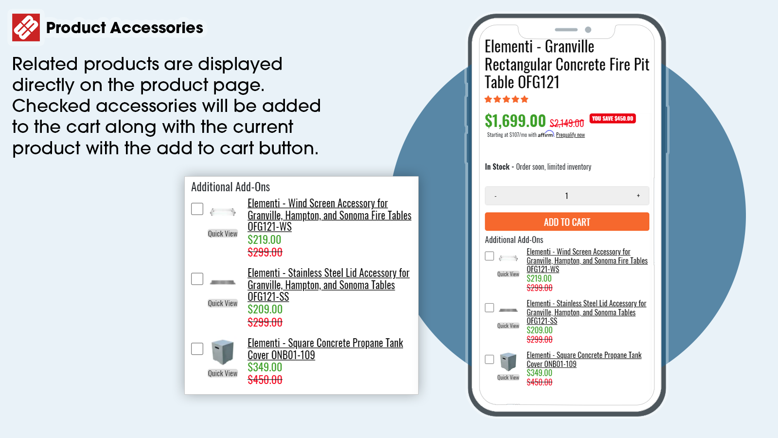 Product Accessories on mobile