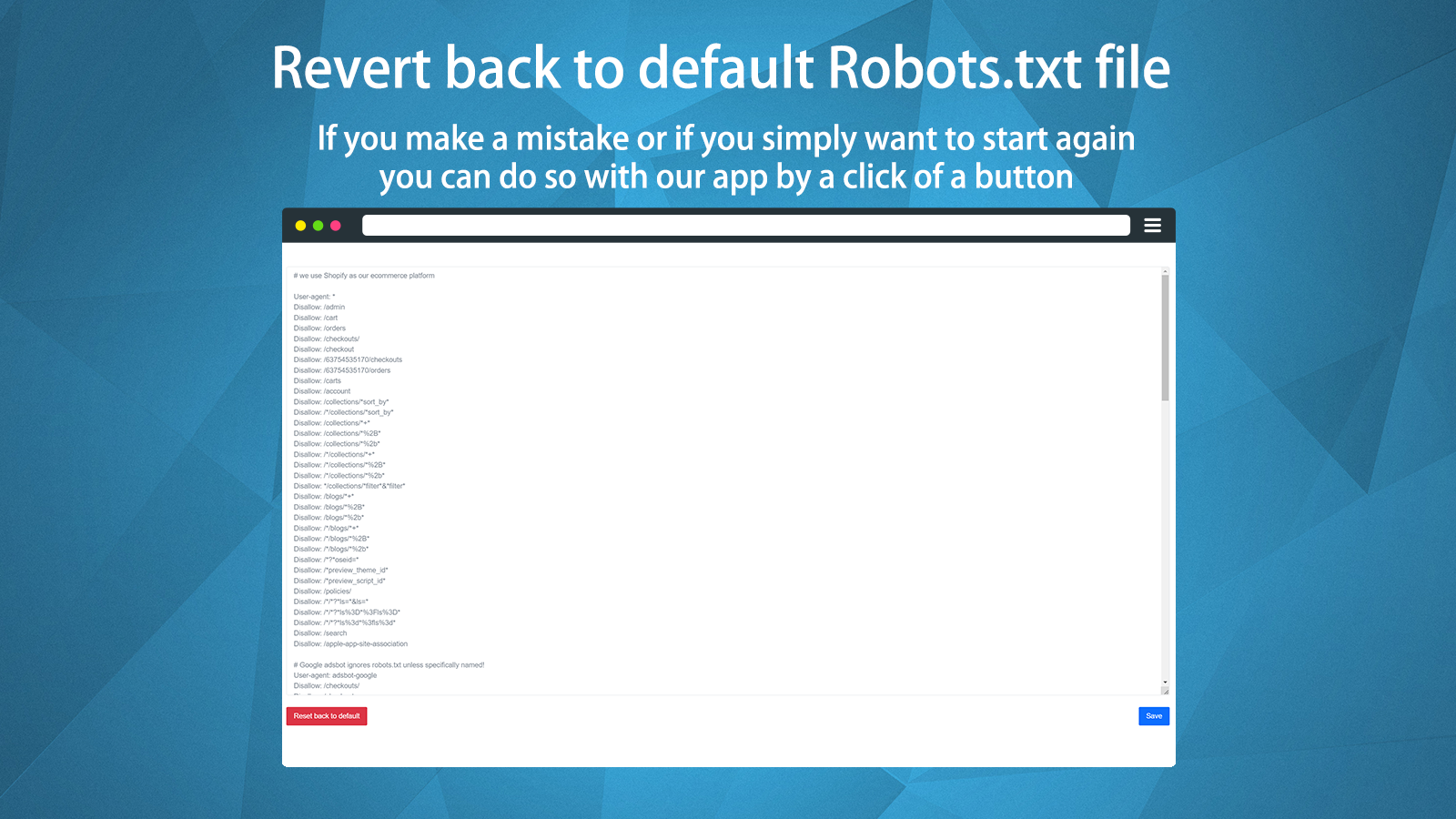 Rétablir le fichier Robots.txt