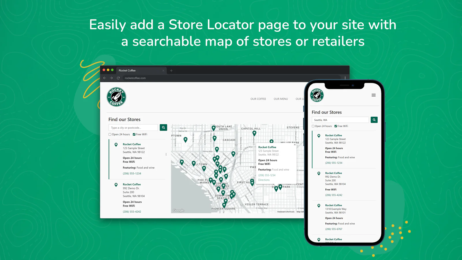 Easily add a searchable store/retailer/dealer map to your site