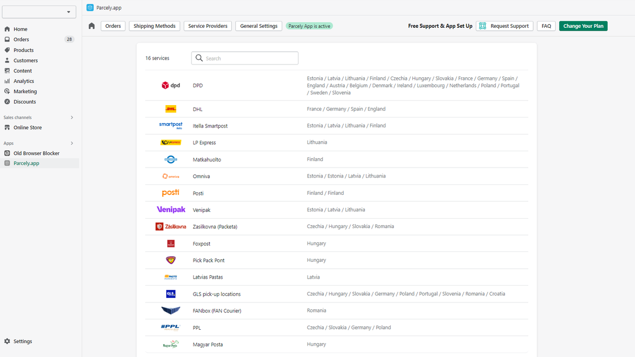 Set up different shipping providers.