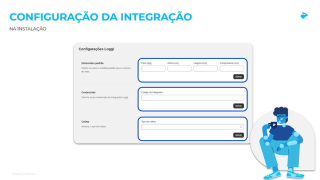 Screenshot configuração integração com ilustração