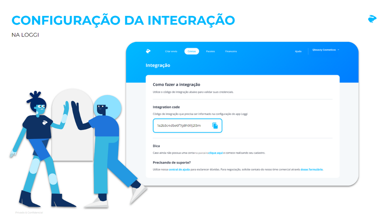 Screenshot da configuração da integração na Loggi com ilustração