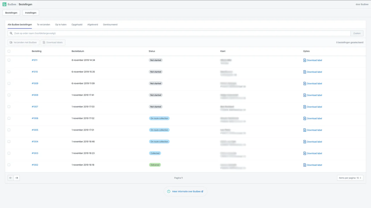 Stuur als merchant je orders door en bekijk de status in Budbee