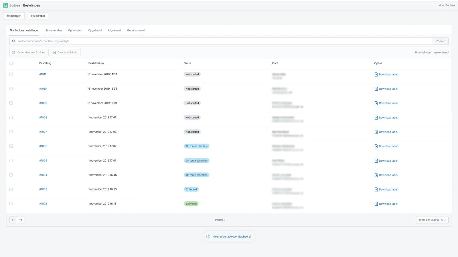 Stuur als merchant je orders door en bekijk de status in Budbee