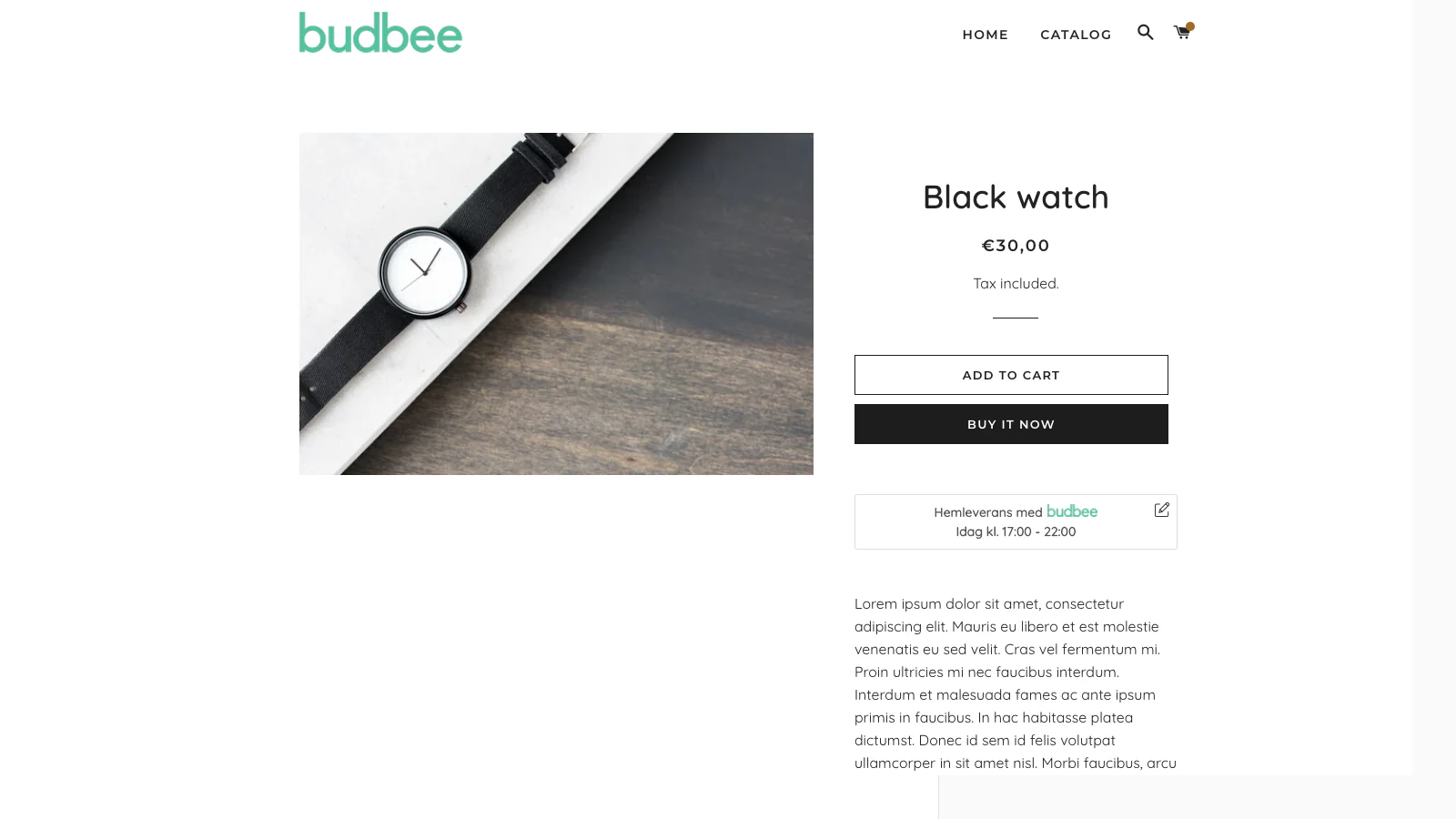 Widget on the Product detail page with accurate shipping info