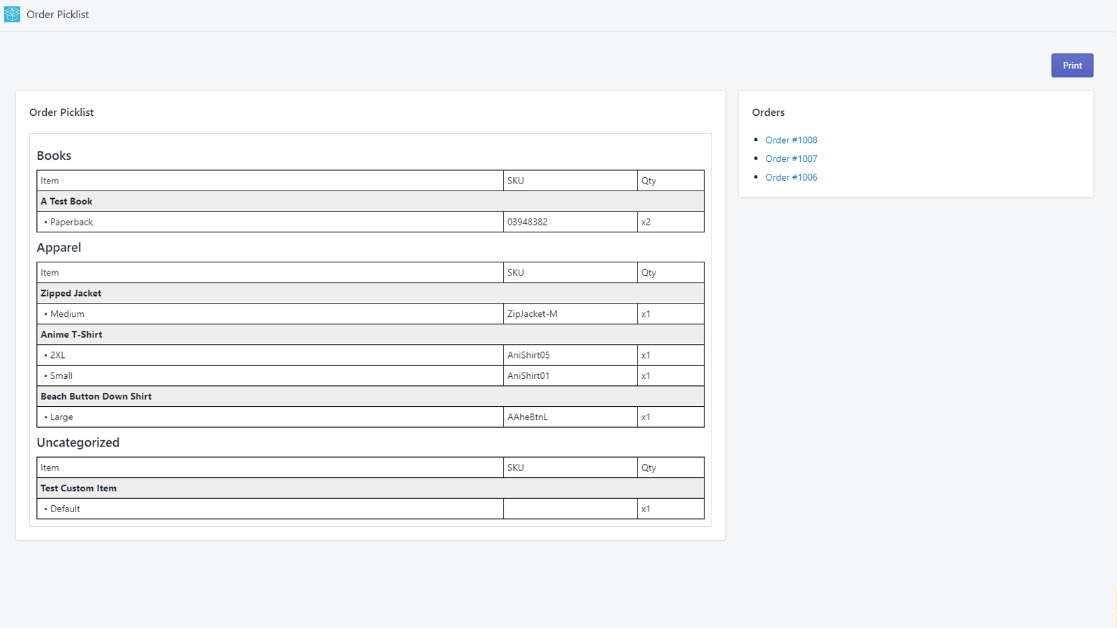 How a picklist looks