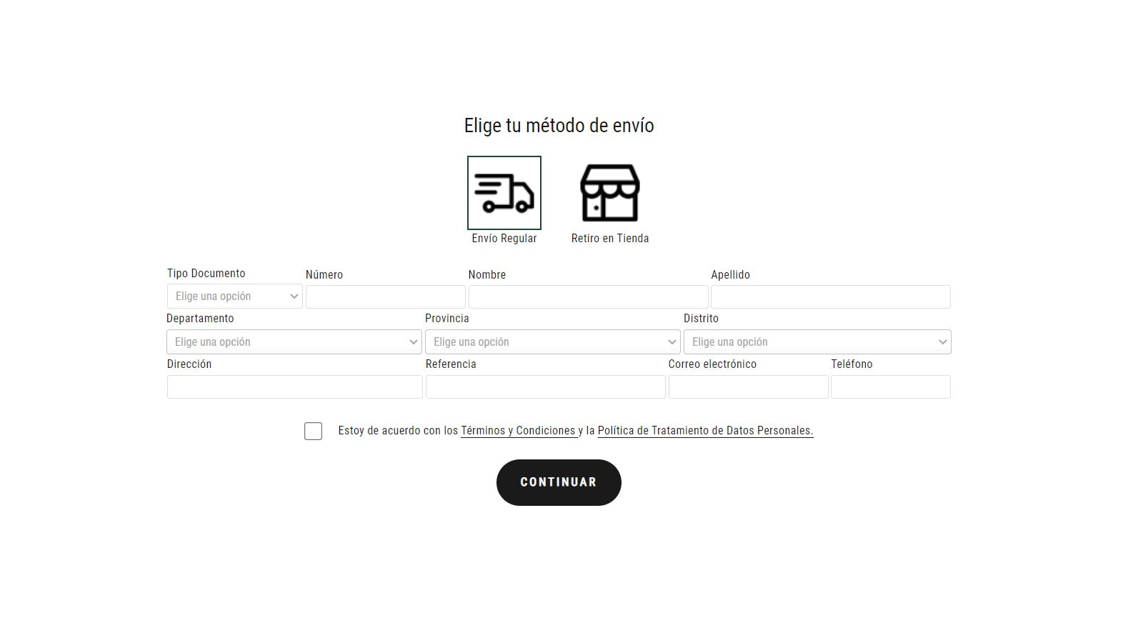 Shipping Rates & Store Pickup Screenshot