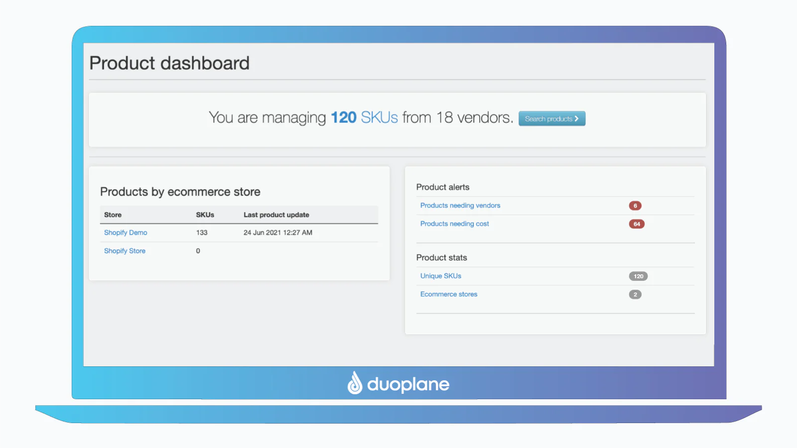 Duoplane produktinstrumentbräda