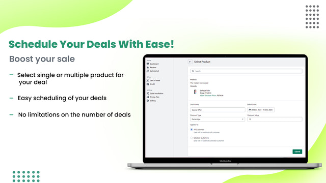 Vital: Create Deals & Schedule deals. Increase Sales with Deals.