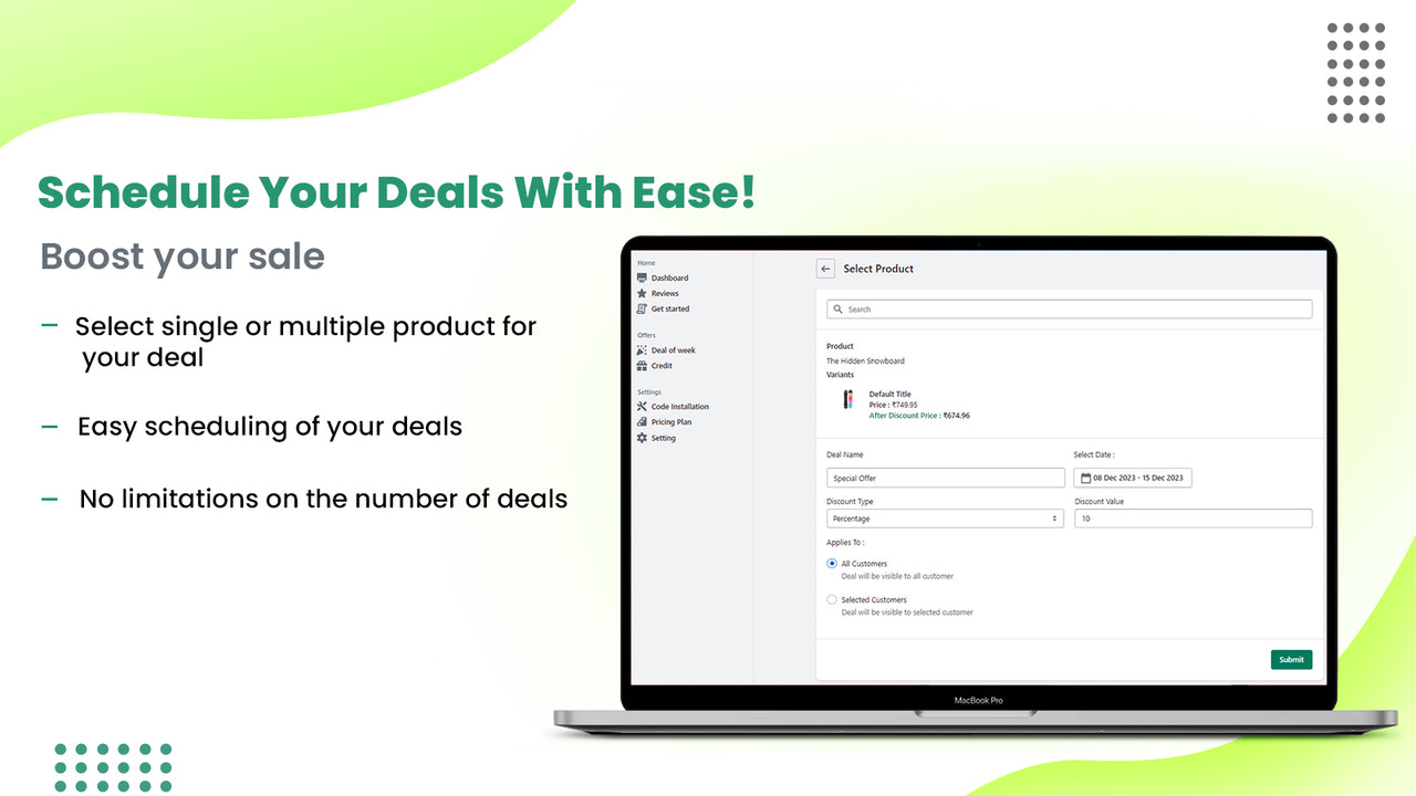 Vital: Creëer deals & plan deals. Verhoog de verkoop met deals.