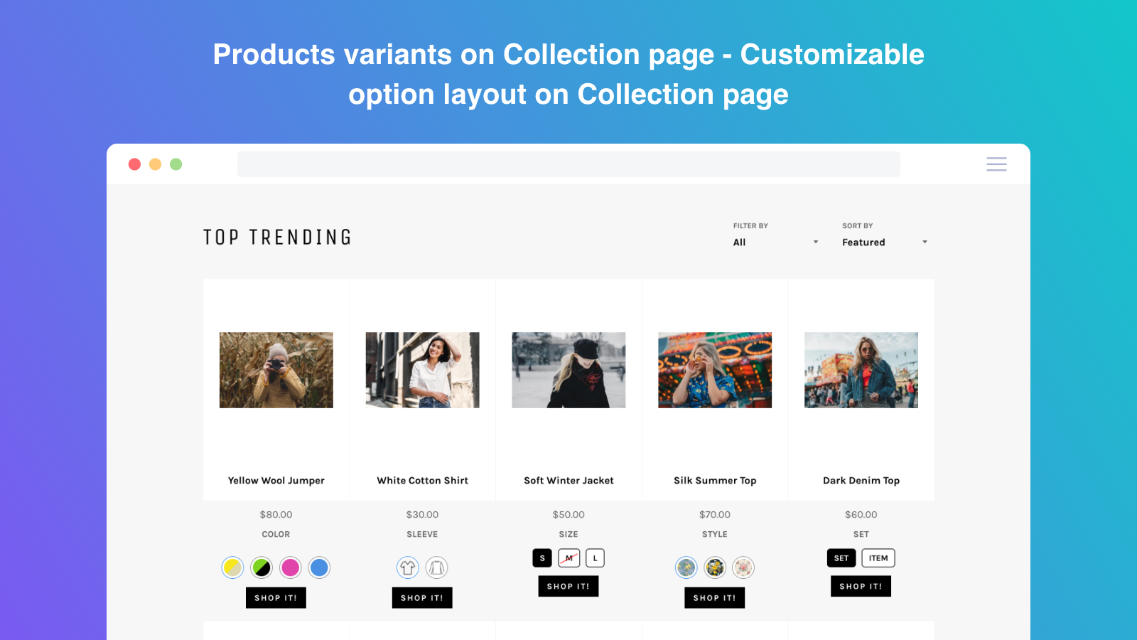 Shopify color swatch & product image swatch