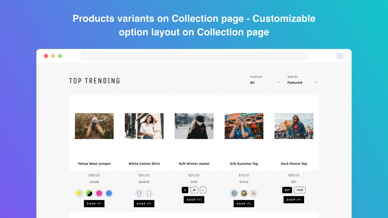 Product variants on collection page