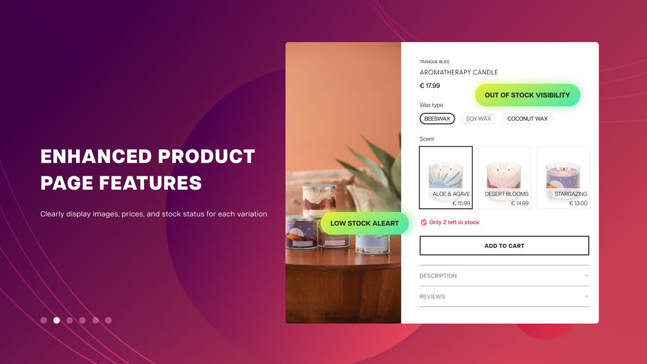 Product variant on home page