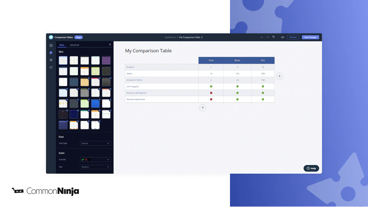 Personnalisation de l'apparence du tableau