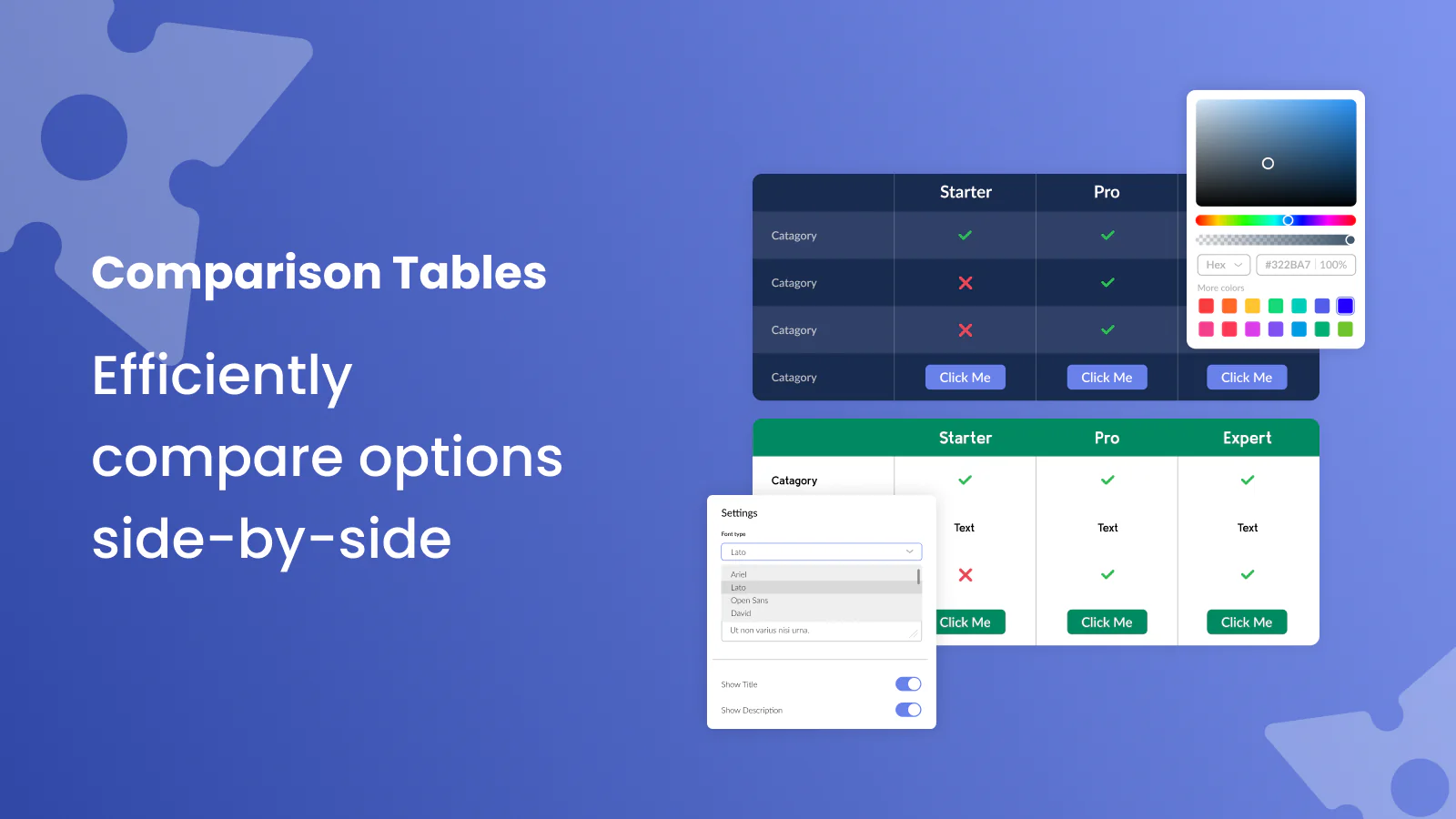 Convertir les utilisateurs avec des tableaux de comparaison clairs, concis et réactifs