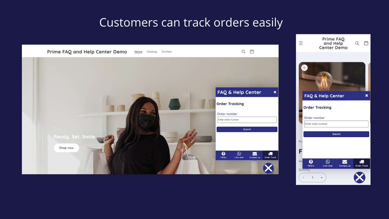 Prime FAQ Helpcenter Whatsapp Chat for Shopify