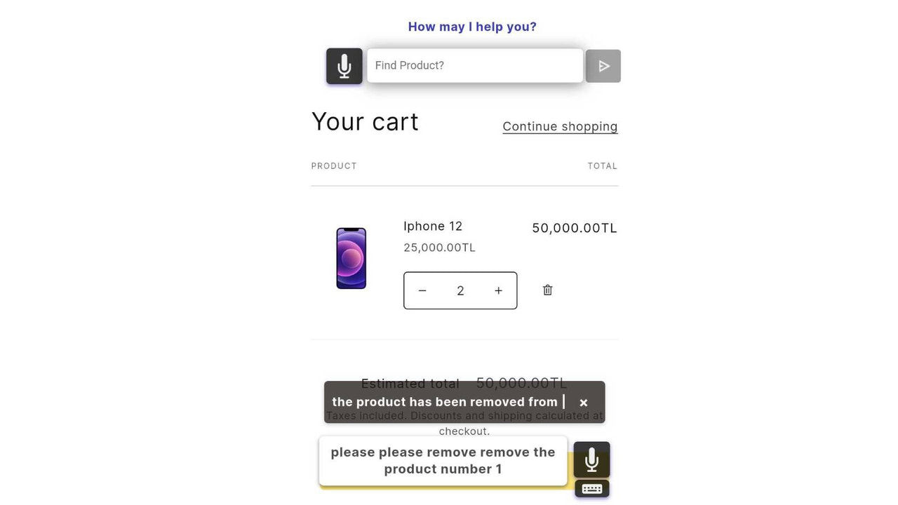 Remove Product from cart by voice