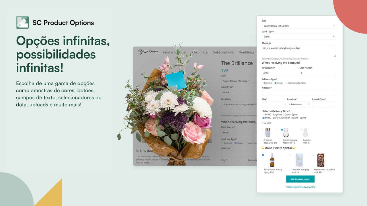 Seletor de Opções de Produtos Callia Flowers