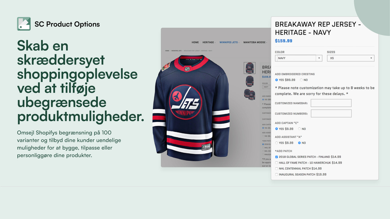 True North Store produktvalgsvælger