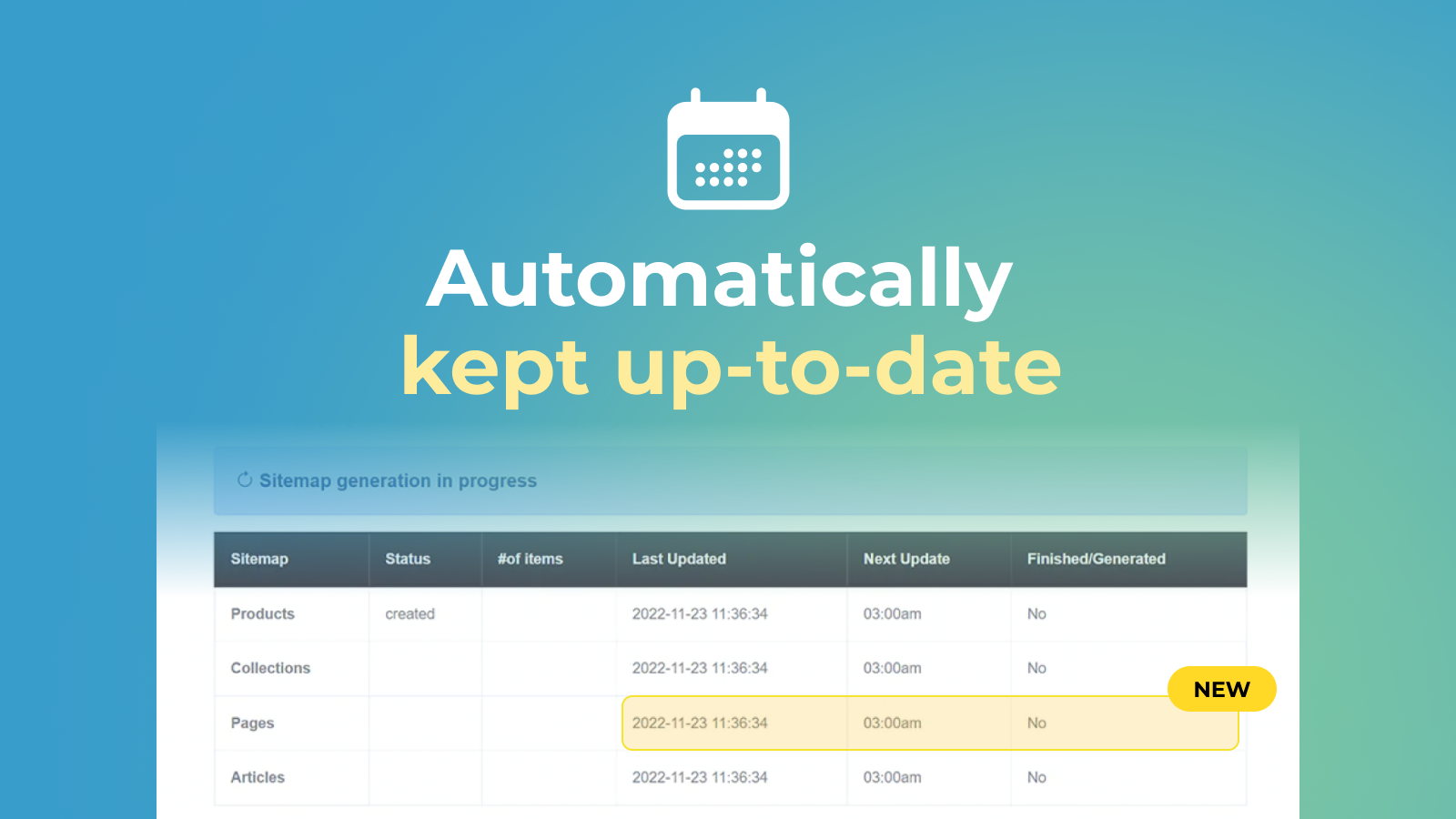 Sitemap is automatically kept up-to-date