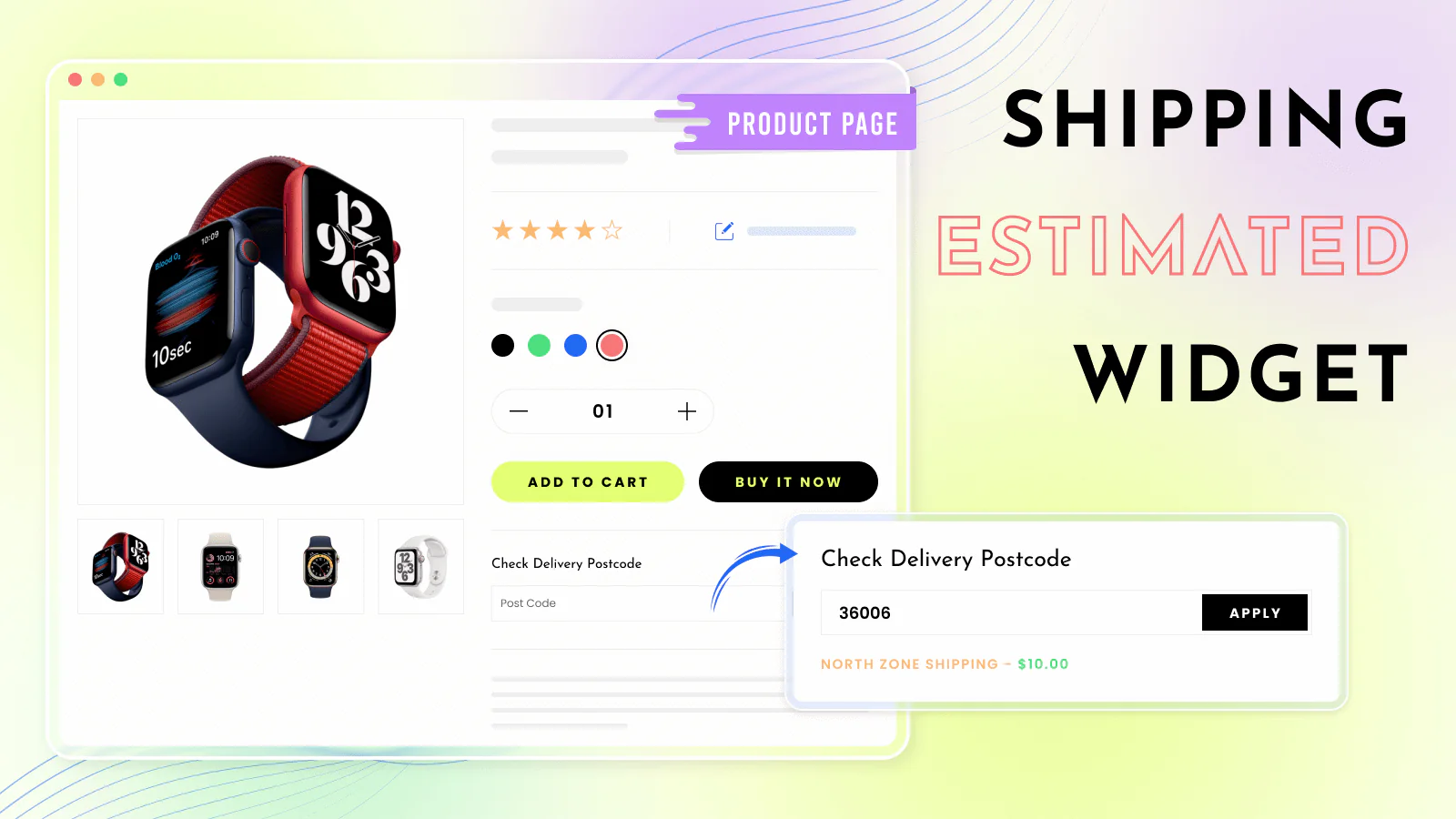 Shipping widget estimation on product page, Shipping calculator