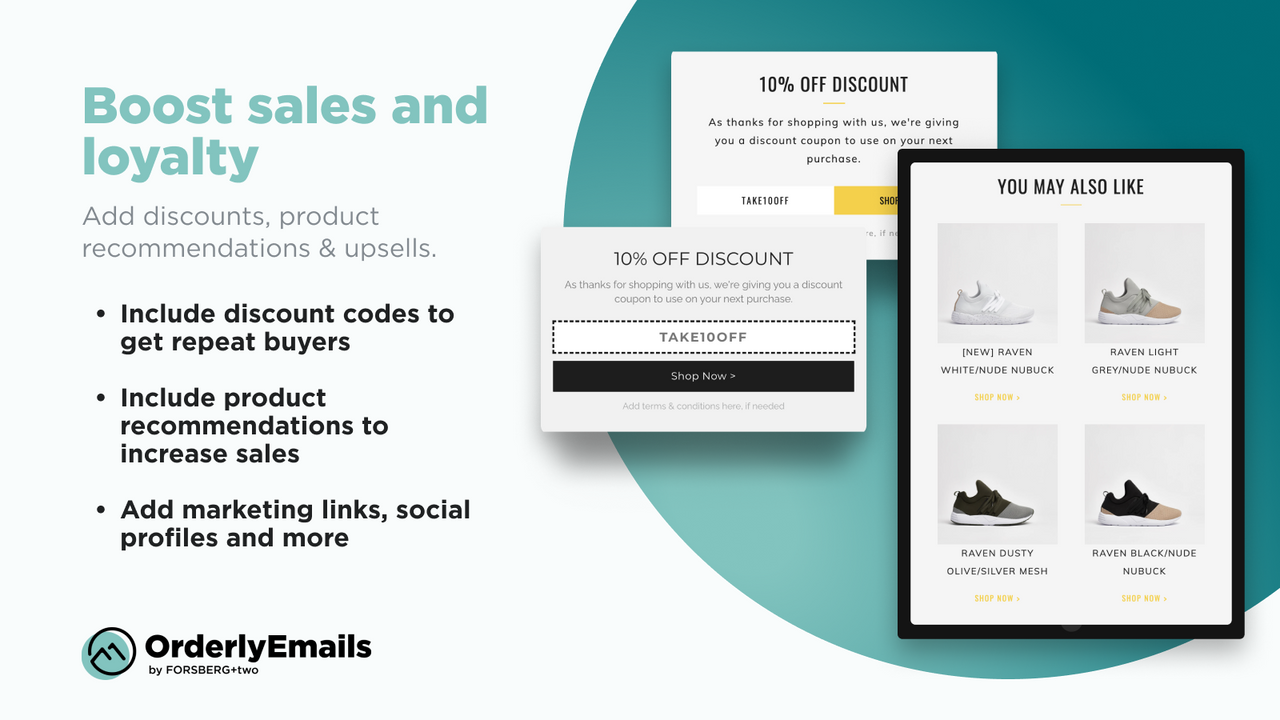 OrderlyEmails: Boost upsells and loyalty with discounts