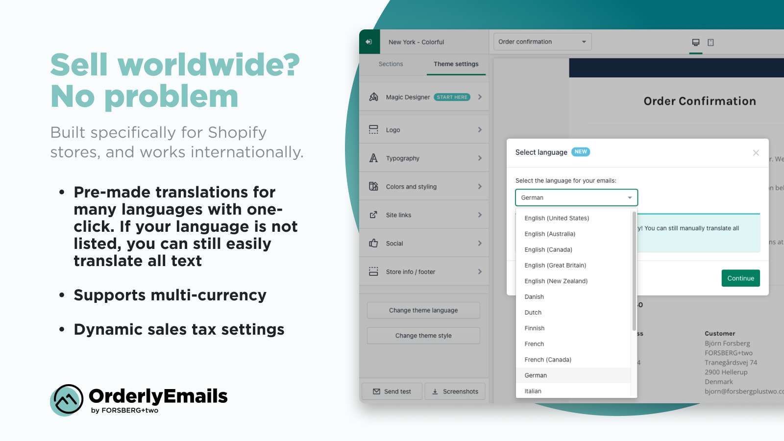 OrderlyEmails : Vendez dans le monde entier, avec traduction et multi-devises