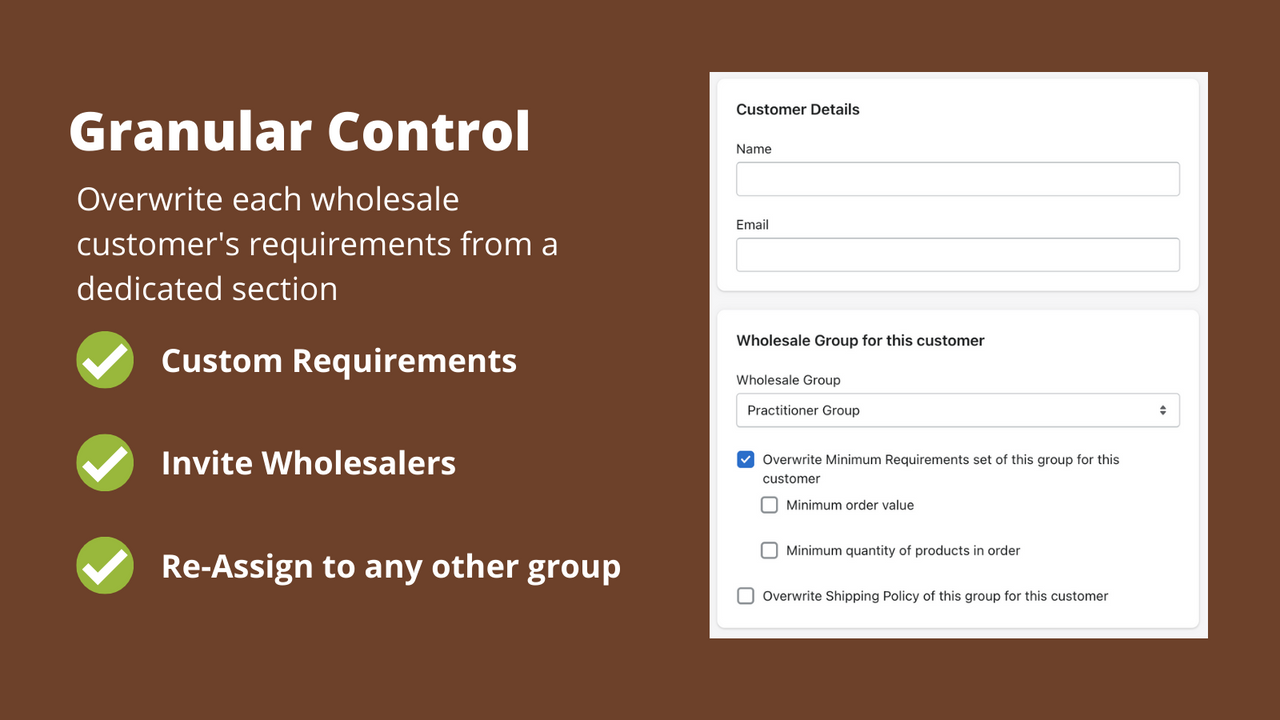 Granular control over wholesalers