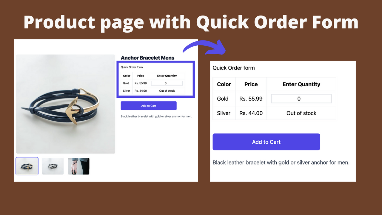 Produktsida med snabb orderformulär