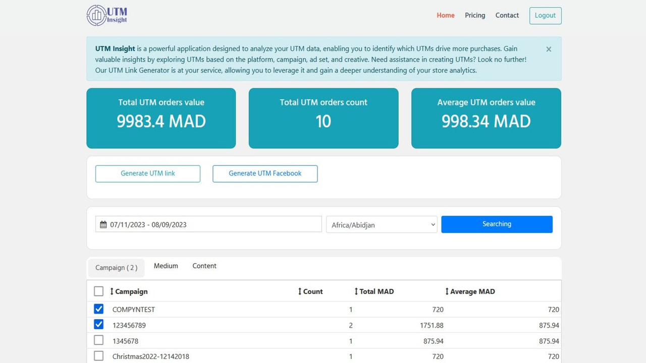 utm insight traking conversion