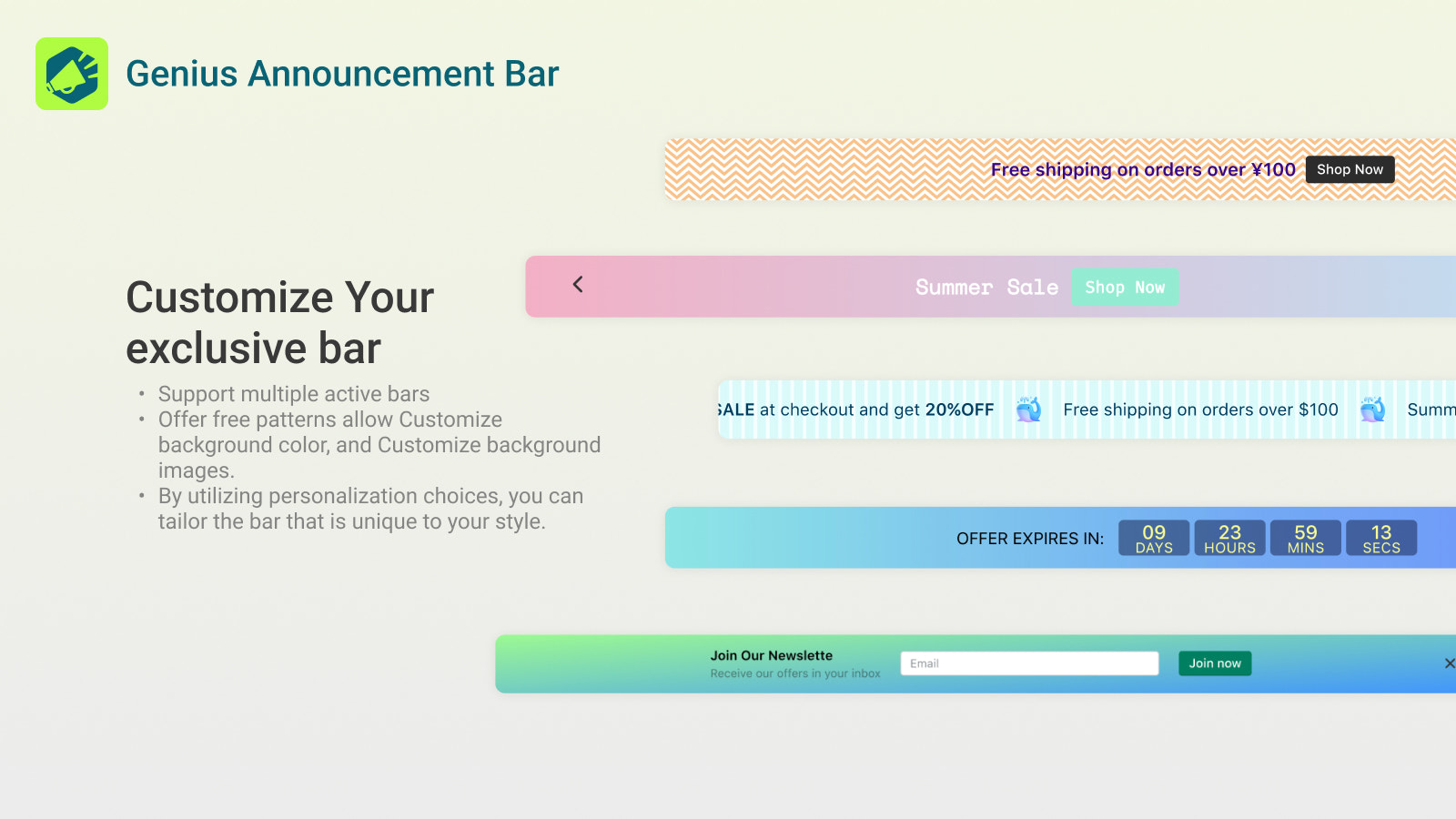 Customize your exclusive bar