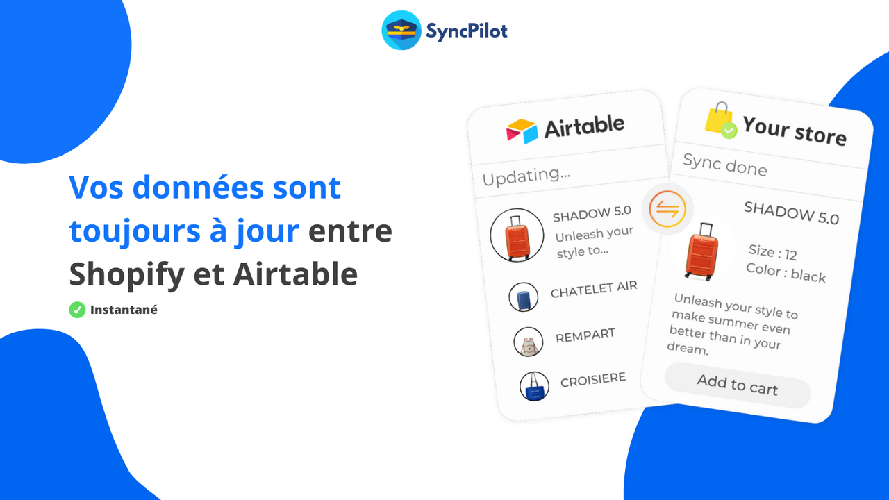 Synchronisation instantanée entre Shopify et Airtable