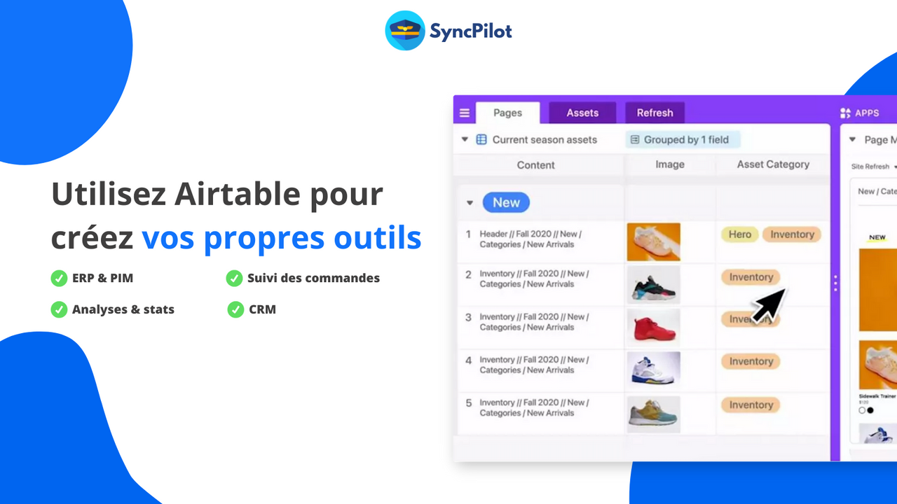 ERP, PIM, suivi de commandes depuis Airtable pour Shopify