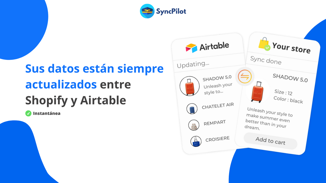 Sincronización doble e instantánea entre Airtable y Shopify