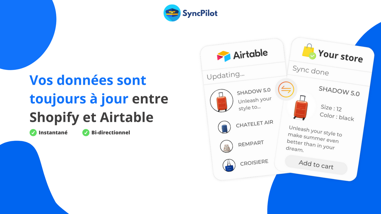 Synchronisation instantanée entre Shopify et Airtable