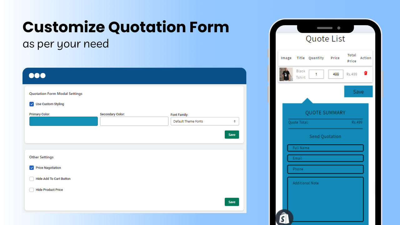 Customize quotation form as per your need