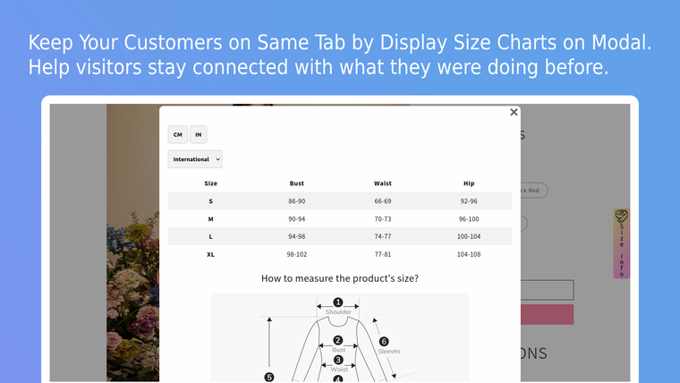 Dsize: Size Chart Dropshipping Screenshot