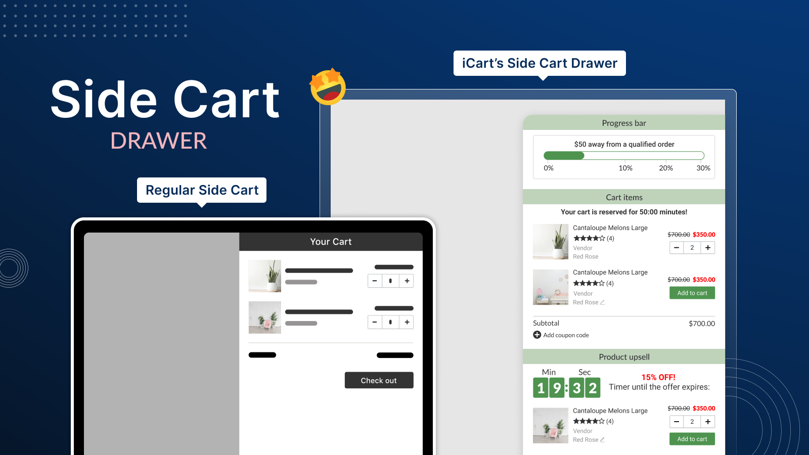 Vis in cart upsell, gratis gave, cart rabat i cart drawer