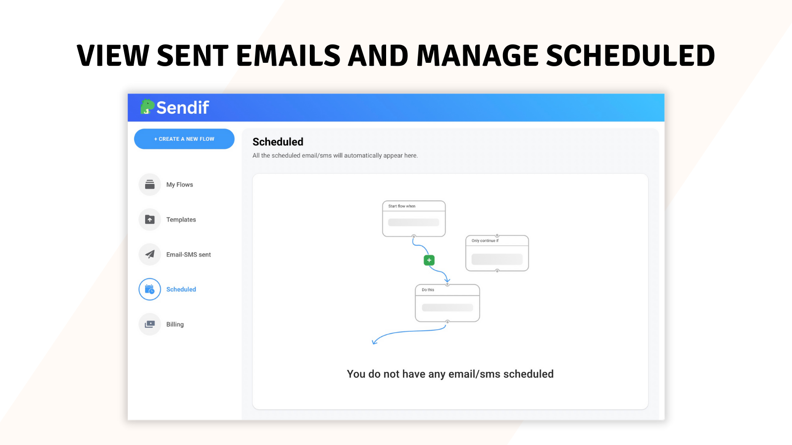 Visualize emails enviados e gerencie emails agendados